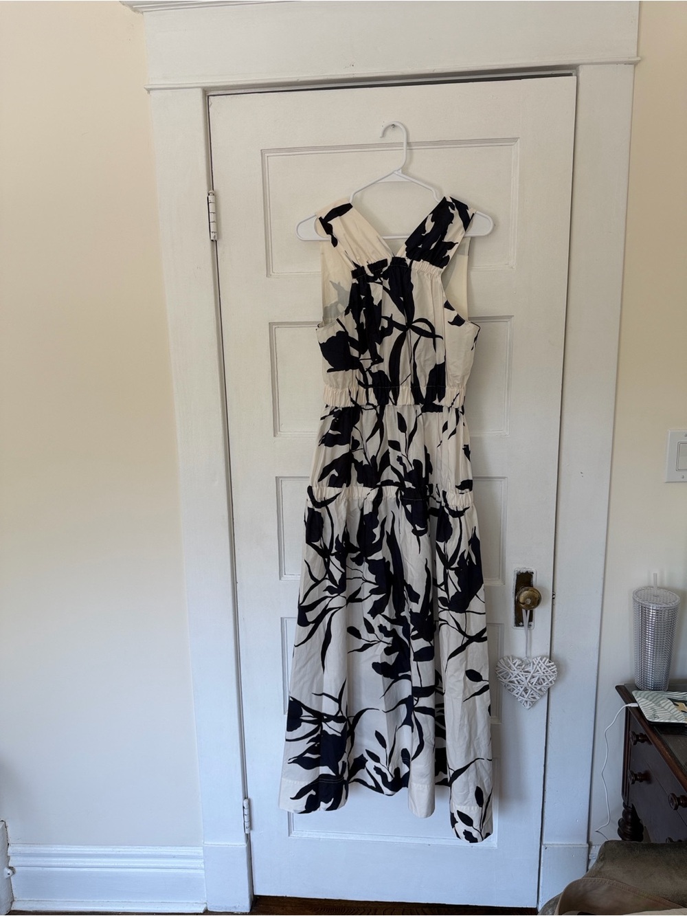 Banana Republic Cream Maxi Dress with Navy Floral Print